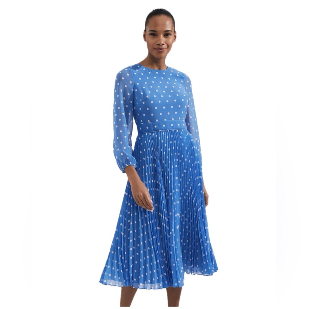 Hobbs London Selena Spot Fit And Flare Dress Size 4P